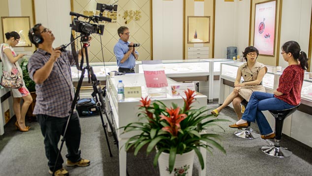 The GIA team spent endless hours documenting the Chinese gem and jewelry industry. Photo by Eric Welch, © GIA