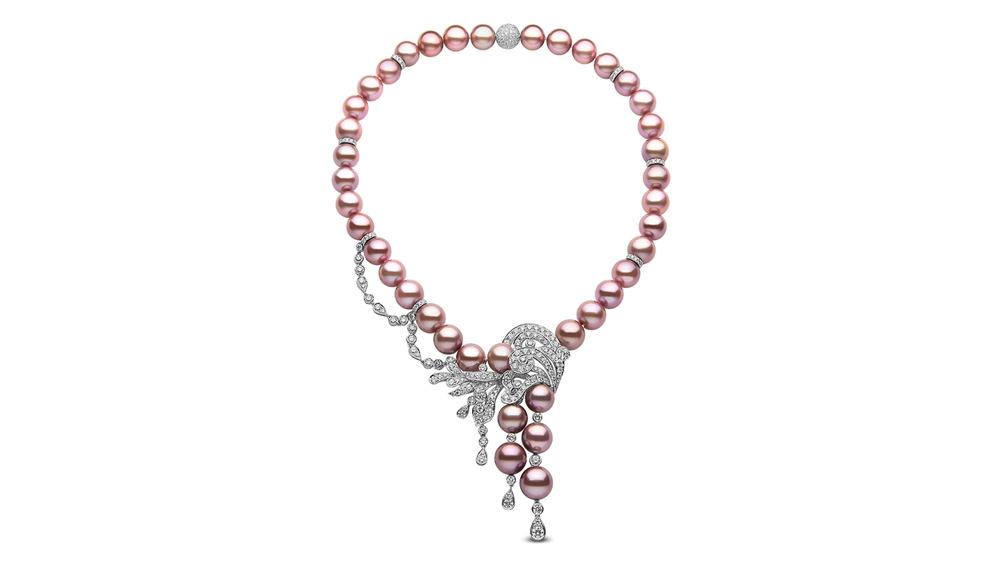 Bead-nucleated pink to purple freshwater cultured pearls