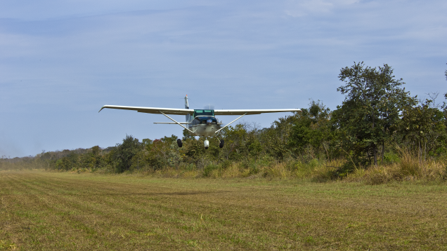 A clearing near the mine has space for only a small airplane. Photo by Robert Weldon/GIA.