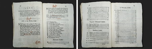 Figure 2. Folios from the printed Mirman booklet listing some of the gems in the inventory. Photos by Sebouh Aslanian; courtesy of Procuratori di San Marco, Misti, Busta 180/D, State Archives of Venice.