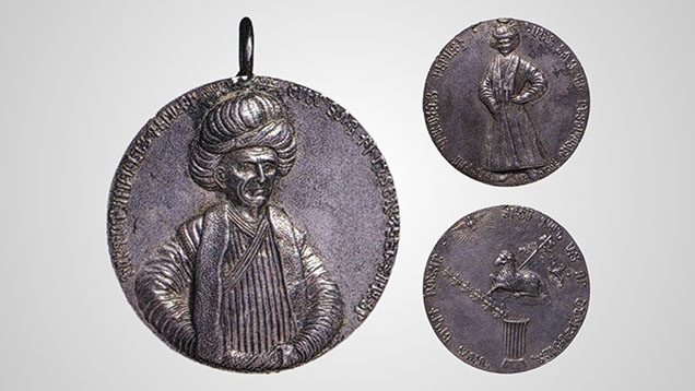 Figure 5. Silver medallions commissioned by Gregorio di Girach-Mirman for the Grand Duke of Tuscany, Cosimo III de’ Medici. The medallions depict Gregorio’s portrait in a silk turban and Safavid robe rather than European dress, a notable ode to his Persianate identity. The reverse features the Agnus Dei (Lamb of God), with a beehive and honeypot at the base, likely symbolizing the wealth of the family capital, while bees may represent the family’s extensive network of agents. Courtesy of Bargello National Museum, Florence.