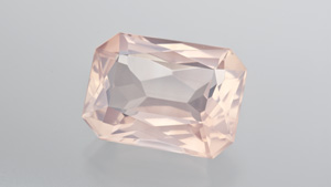 This faceted rose quartz displays a superb transparency that is unusual for this gem. - © GIA This faceted rose quartz displays a superb transparency that is unusual for this gem. - © GIA