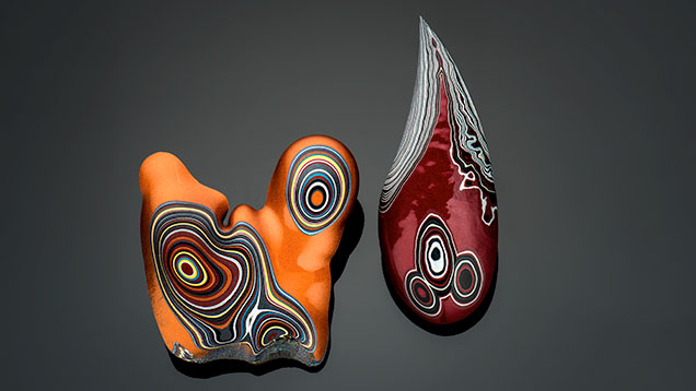 Different patterns in fordite slag Different patterns in fordite slag