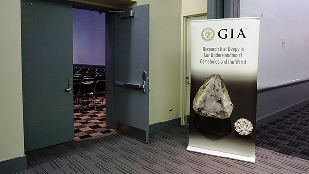 Sign of GIA outside the presenting room Sign of GIA outside the presenting room