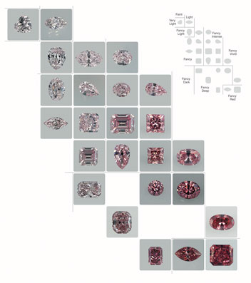 GIA 粉红色钻石颜色图