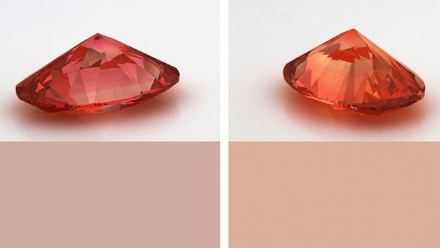 HPHT-grown synthetic diamond experiences temporary color change when exposed to strong short-wave UV radiation. HPHT-grown synthetic diamond experiences temporary color change when exposed to strong short-wave UV radiation.