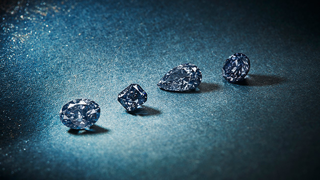 Four blue and violet diamonds from the Argyle tender.