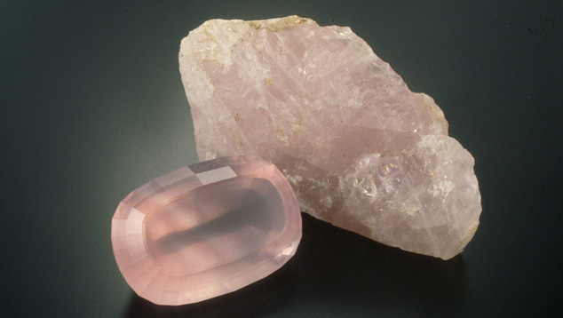 Microscopic, fibrous mineral inclusions can cause a cloudy appearance, even in fine-quality faceted rose quartz. - Robert Weldon Microscopic, fibrous mineral inclusions can cause a cloudy appearance, even in fine-quality faceted rose quartz. - Robert Weldon