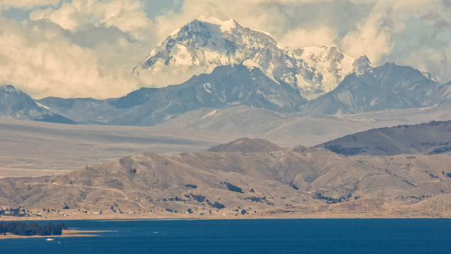 Huayna Potosi Mountain and Lake Titikaka