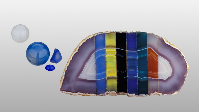 Natural and dyed chalcedony Natural and dyed chalcedony