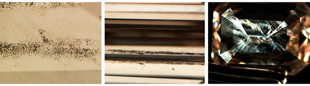 Needle-like inclusions, synthetic diamond Needle-like inclusions, synthetic diamond