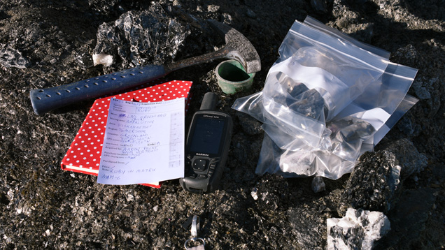 Expedition tools and bagged gem samples