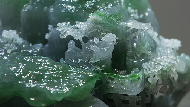 Close-up of high-quality Shan Zi jadeite carving Close-up of high-quality Shan Zi jadeite carving