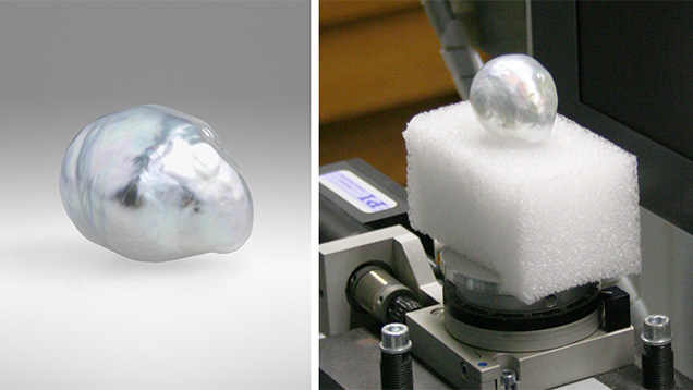 Cultured pearl prepped for analysis Cultured pearl prepped for analysis