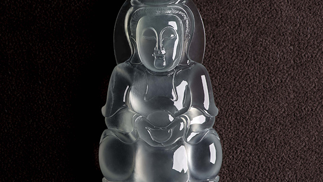 Colorless Guanyin jadeite pendant