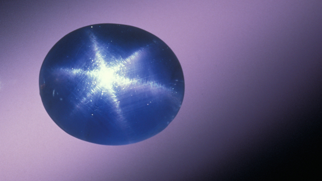 This blue sapphire displays a six-star asterism. This blue sapphire displays a six-star asterism.