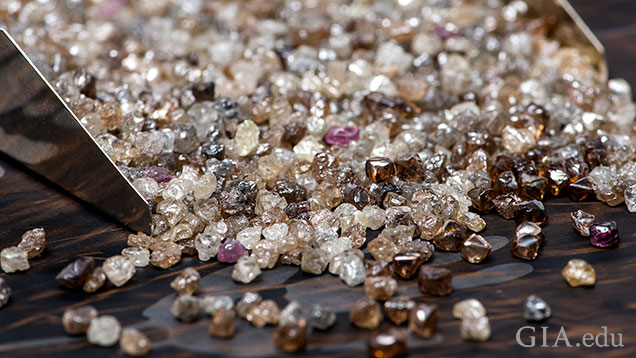 A pile of rough diamonds.