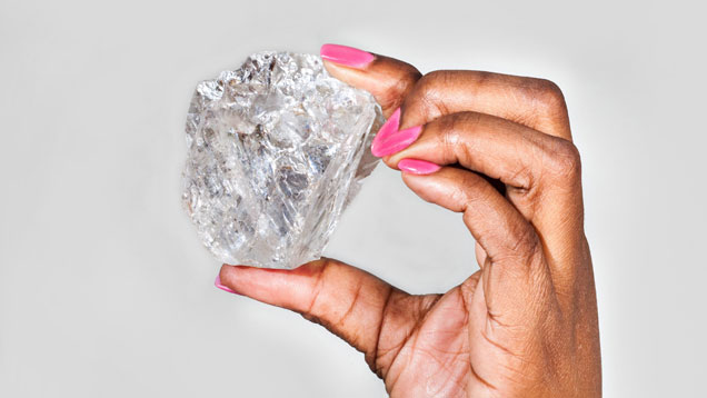 This 1,111 carat rough unearthed in Botswana last year will be sold by Sotheby’s later this year. Courtesy of Lucara Diamond
