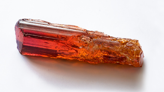 615 ct. topaz crystal. The original 615 ct topaz crystal from which Kreis fashioned the Imperial Flame. Photo courtesy Sonja Kreis Unique Jewelry.