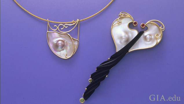 Pink cultured blister pearl jewelry