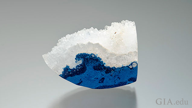 A blue base is with clear quarts mimics the feel of an ocean wave. A blue base is with clear quarts mimics the feel of an ocean wave.