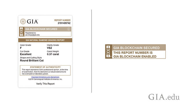 Images of the blockchain diamond grading report information. Images of the blockchain diamond grading report information.