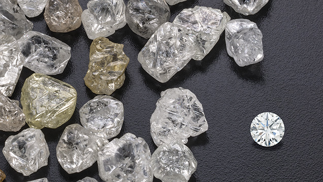 Diamond rough and cut diamond from Botswana Diamond rough and cut diamond from Botswana
