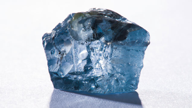 A 29.6 carat blue diamond was recovered at the Cullinan mine in January 2014. Photo courtesy of Petra Diamonds