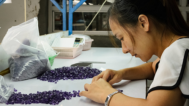 Women sorting rough Women sorting rough