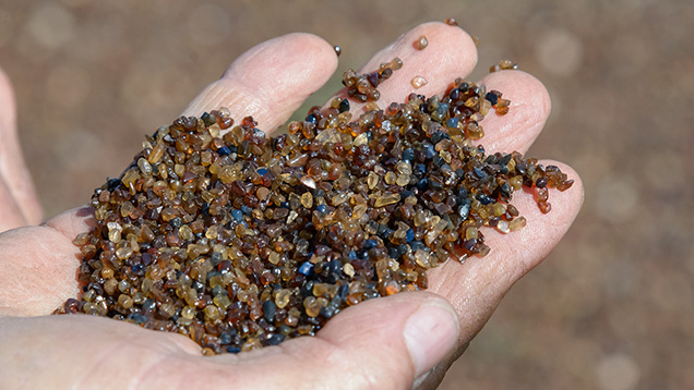 Hand holding sapphire concentrates Hand holding sapphire concentrates