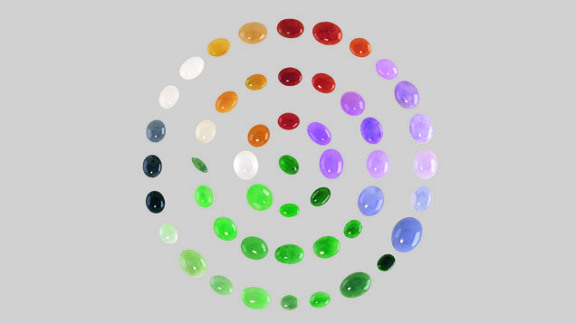 Jadeite Jade in a Variety of Colors. Jadeite jade comes in a variety of colors. Green is the most valuable. - Courtesy Mason-Kay Fine Jade Jewelry