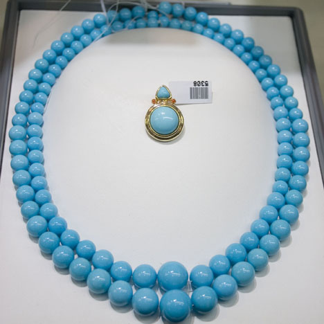 Turquoise Brooch and Graduated Bead Strands