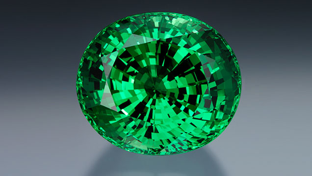 The superior size and color of the 325.13 ct. tsavorite garnet from Merelani was discovered at the Tucson Gem & Mineral show in 2007. Courtesy of Michael Couch & Associates, West Des Moines, Iowa; photo by Robert Weldon © GIA The superior size and color of the 325.13 ct. tsavorite garnet from Merelani was discovered at the Tucson Gem & Mineral show in 2007. Courtesy of Michael Couch & Associates, West Des Moines, Iowa; photo by Robert Weldon © GIA