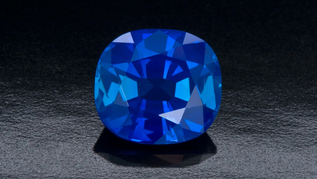 Velvety Blue Sapphire. Deep, intense, velvety blue is the best way to describe the color of this sapphire from the Kashmir region on the India/Pakistan border. - Courtesy Edward Boehm, JOEB Enterprises, Chattanooga, Tennessee
