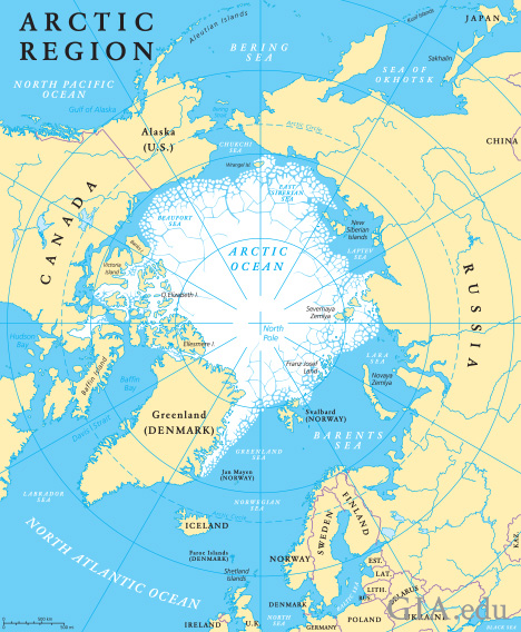 A flat map of the arctic region A flat map of the arctic region