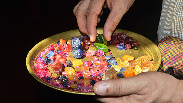 Gem miner with Burmese gems from Mogok Gem miner with Burmese gems from Mogok