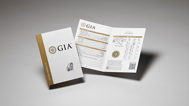 GIA diamond grading reports, like this Diamond Dossier®, provide a full assessment of a diamond’s quality using the 4Cs. View a GIA diamond grading reports, like this Diamond Dossier®, provide a full assessment of a diamond’s quality using the 4Cs. View a