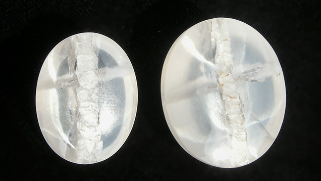 Base view of asterism in quartz. Base view of asterism in quartz.