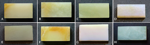 Eight nephrite block samples Eight nephrite block samples