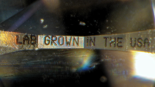 “Laboratory Grown” inscription on girdle of CVD synthetic “Laboratory Grown” inscription on girdle of CVD synthetic