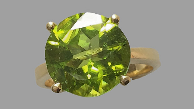 Peridot from Bien Ho deposit set in ring. Peridot from Bien Ho deposit set in ring.