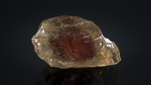 This 101.63-ct. rough sunstone has a deep red core with schiller. It’s likely to be fashioned into a fabulous carving. - Robert Weldon This 101.63-ct. rough sunstone has a deep red core with schiller. It’s likely to be fashioned into a fabulous carving. - Robert Weldon