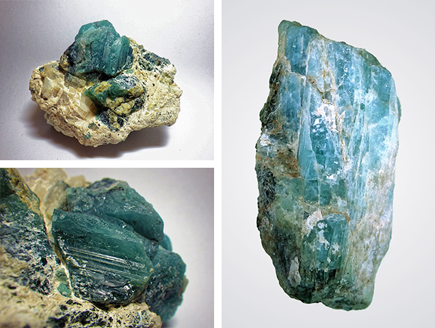 Rough grandidierite crystals found near Tranomaro, Madagascar Rough grandidierite crystals found near Tranomaro, Madagascar