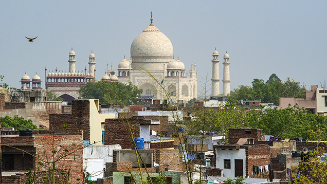 The Taj Mahal and the city of Agra