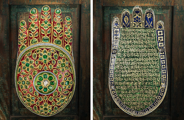 Seventeenth-Century hand of Vishnu with exquisite enameling