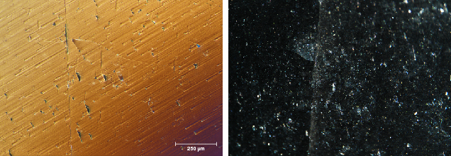 Table facet of Fancy black diamond under different lighting Table facet of Fancy black diamond under different lighting