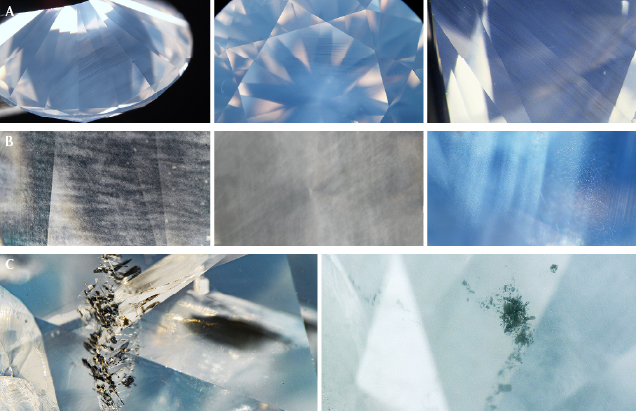 Microscopic observations in Fancy white diamonds Microscopic observations in Fancy white diamonds