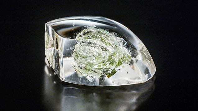 Freeform study block of colorless Nigerian topaz. Freeform study block of colorless Nigerian topaz.