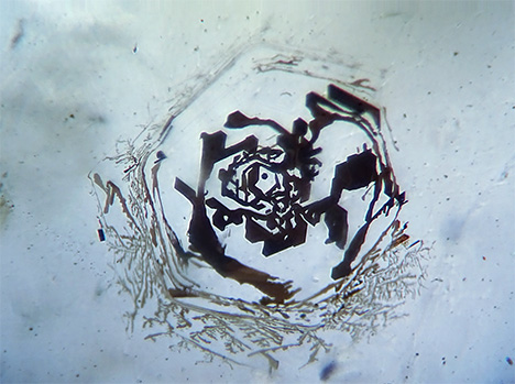 Hematite inclusion in the shape of a rose. Hematite inclusion in the shape of a rose.