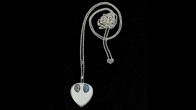 Silver, opal, and glass pendant Silver, opal, and glass pendant